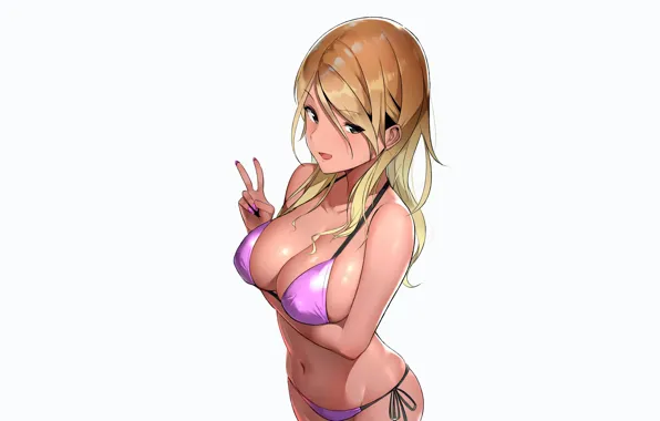 Picture girl, sexy, cleavage, long hair, boobs, anime, beautiful, pretty, erotic, blonde, swimsuit, breasts, bikini, attractive, …