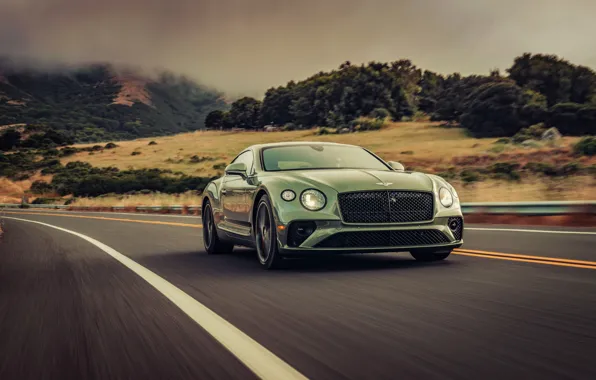 Picture road, movement, coupe, Bentley, hill, 2019, Continental GT V8