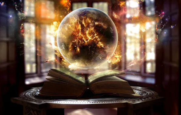 Picture the explosion, fire, magic, flash, window, explosion, fire, magic, window, flash, fantasy art, open book, …