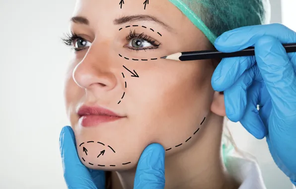 Picture woman, lines, face, surgeon, measures