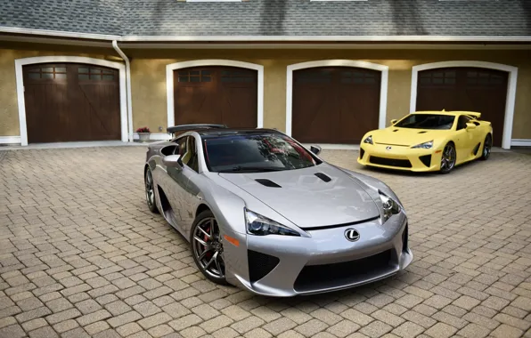 Picture Lexus, Coupe, Yellow, Silver, Garage, LF-A, Duet, V10 Power