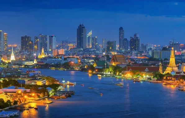 Picture the city, lights, the evening, Bangkok, Thailand, Bangkok