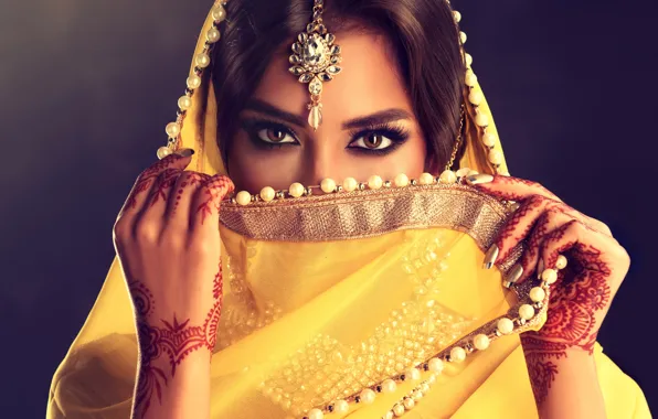 Picture girl, style, makeup, decoration, Beautiful, Indian, Dress, Sofia Zhuravets'