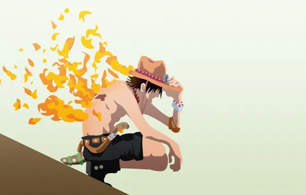 Picture fire, hat, guy, sitting, One Piece
