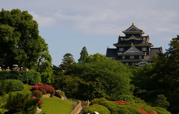Picture Park, castle, track, Japan, Korakuen