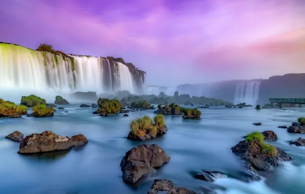 Picture river, waterfalls, Brazil, Iguazu Falls, Brazil, bumps, Iguazu Falls, The Iguaçu River, Iguazu River