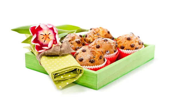 Picture box, tulips, cakes, cupcakes, raisins, Anya Ivanova