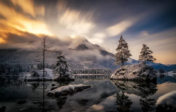 Picture winter, the sky, landscape, mountains, nature, lake, beauty