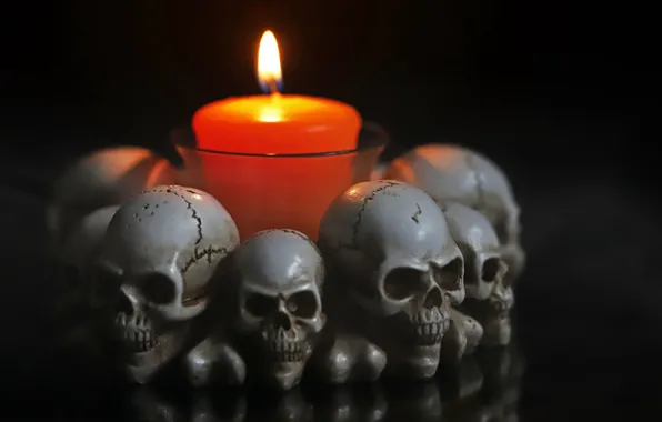 Picture fire, skull, candle