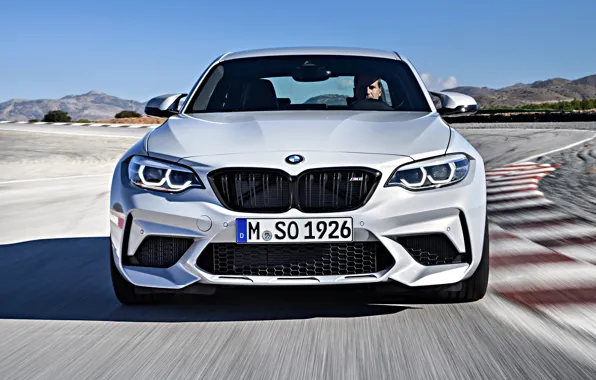Picture movement, coupe, track, BMW, front view, 2018, F87, M2, M2 Competition