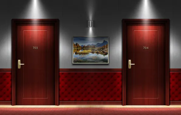 Picture hotel, interior, door, hallway, my works