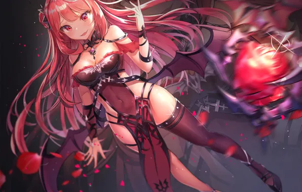 Picture sexy, Girl, anime, art, Red hair, king's raid