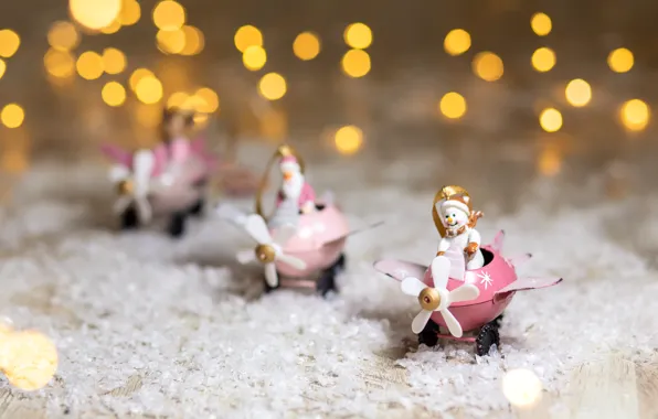 Picture snow, holiday, new year, Christmas, snowman, Santa Claus, figures, decor, figurines, Kukota Ekaterina