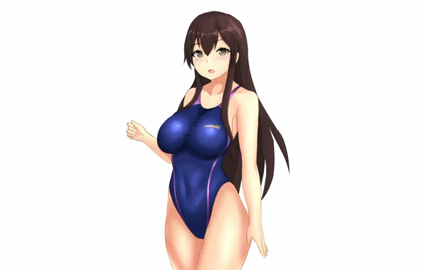 Picture girl, sexy, long hair, brown hair, boobs, anime, beautiful, pretty, swimsuit, breasts, attractive, handsome, yellow …