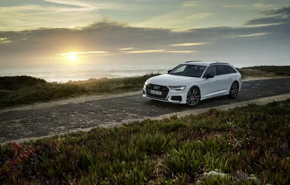 Picture white, Audi, hybrid, universal, Audi A6, PHEV, 2020, A6, A6 Avant, 55 TFSI and four