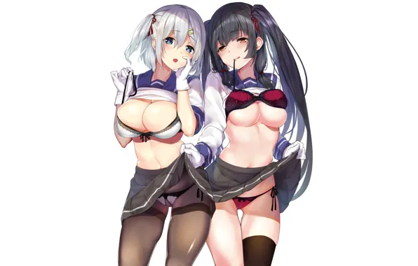 Picture girls, white background, Kantai Collection, Naval Collection