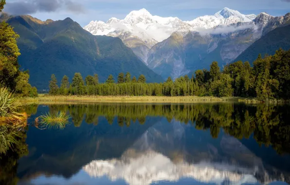 Picture New Zealand, New Zealand, national Park, reserve, Westland Tai Poutini National Park, Озеро Мэтисон отражающее …