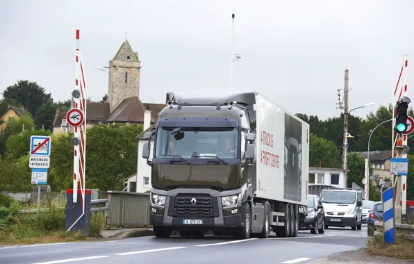 Picture bridge, signs, truck, Renault, cars, tractor, 4x2, the trailer, Renault Trucks, T-series