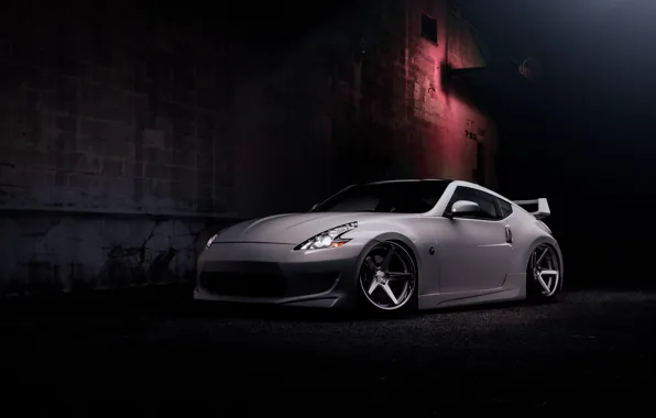 Picture Wall, Machine, Light, The building, Nissan, Lights, Drives, 370Z, The Dark Background