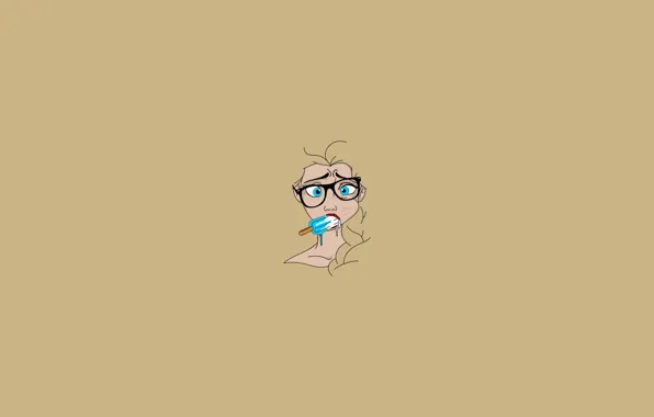 Picture vector, Frozen, girl, minimalism, blue eyes, glasses, ice cream, simple background, Elsa, popsicle