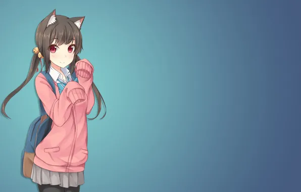 Picture background, girl, neko, sweater, kitty, tunic