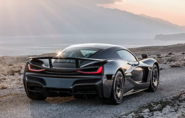 Picture supercar, rear view, 2018, Rimac, electric car, C-Two