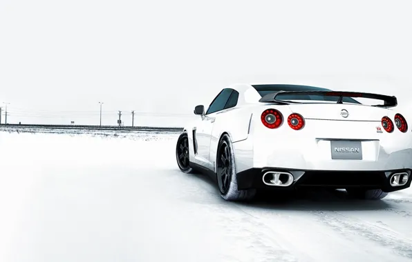 Picture white, nissan, GT-R, Nissan, railway road