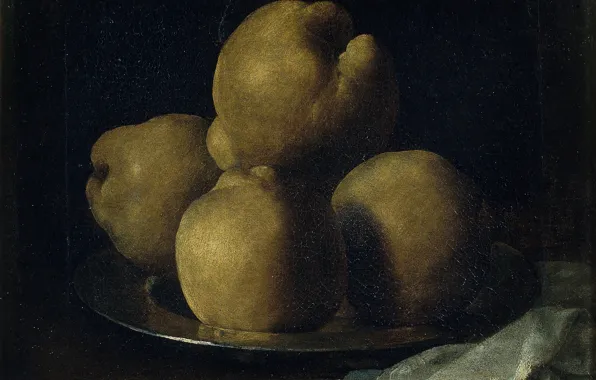 Picture Francisco de Zurbaran, 1633-1664, Still life with ive on a platter