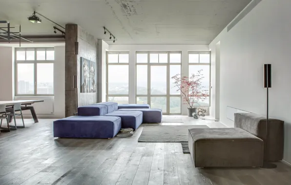 Picture interior, living room, dining room, elegant loft in Kiev