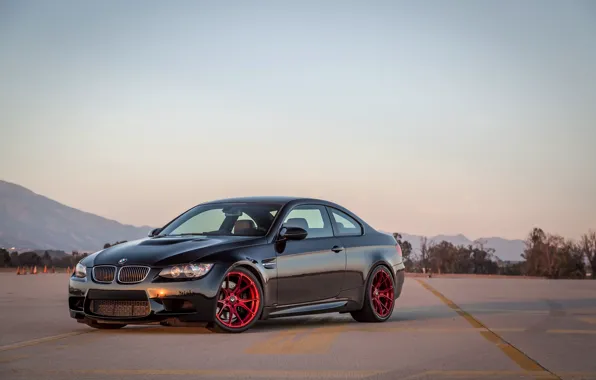 Picture BMW, Red, Sunset, E92, Wheels, M3