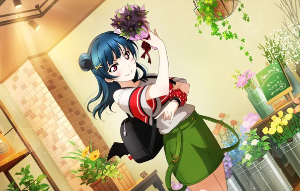 Picture girl, flowers, bouquet, Love Live School Idol Project, Love Live! Sunshine!!, Tsushima Young