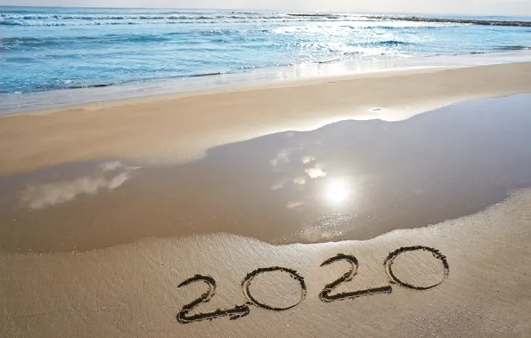 Picture sand, sea, beach, New year, new year, happy, beach, sea, sand, 2020