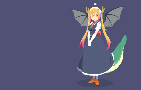 Picture background, dragon, wings, girl, Kobayashi-San Chi no Maid Dragon, The Dragon-Maid Kobayashi