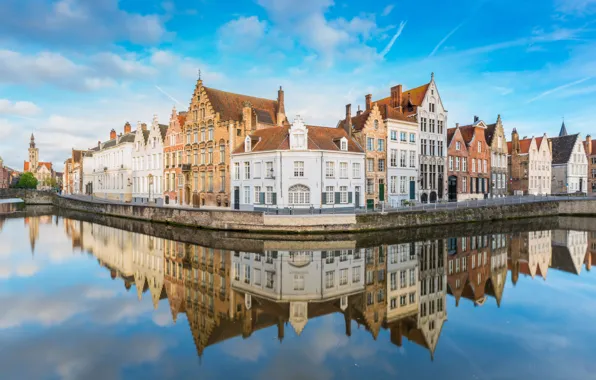 Picture reflection, home, channel, Belgium, Bruges