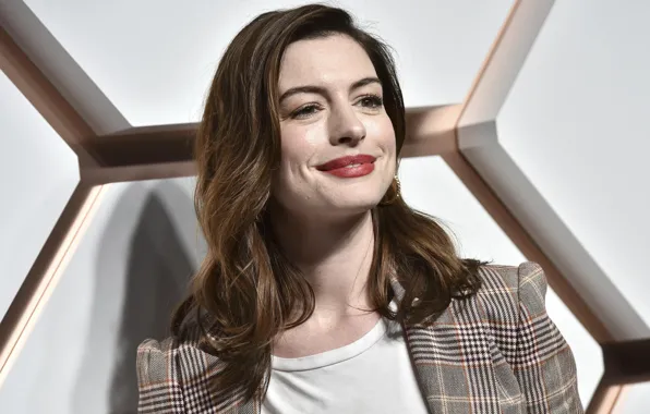 Picture look, pose, smile, makeup, actress, singer, hair, Anne Hathaway, Anne Hathaway