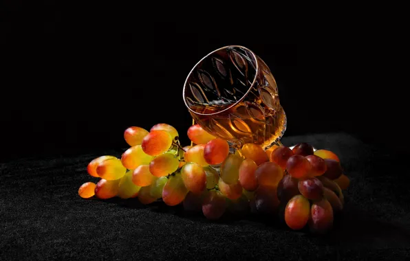 Picture berries, glass, food, juice, grapes, bunch, drink, still life, Sergey Pounder