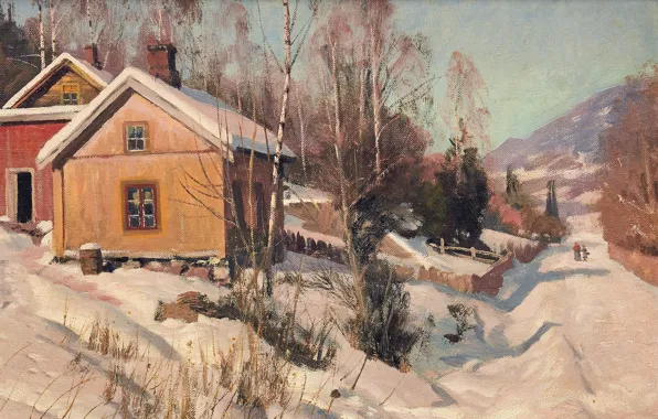Picture 1918, Danish painter, Peter Merk Of Menstad, Peder Mørk Mønsted, Danish realist painter, oil on …