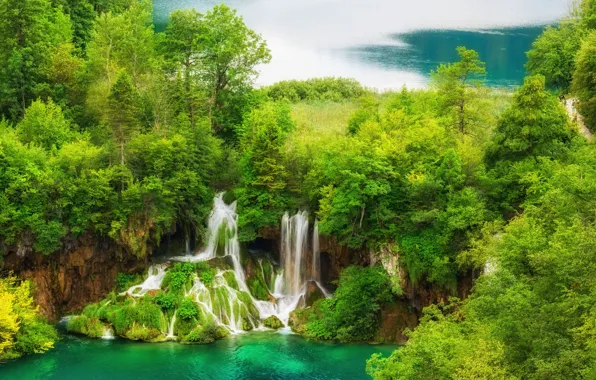 Picture landscape, nature, waterfall, pond, Croatia, Croatia, National Park, Plitvice lakes