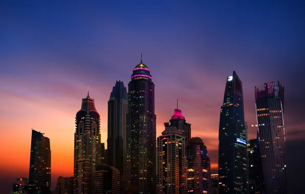 Picture Sunset, The city, House, Building, City, House, Dubai, Sky, Architecture, Dubai, Sunset, Skyscraper, UAE, United …