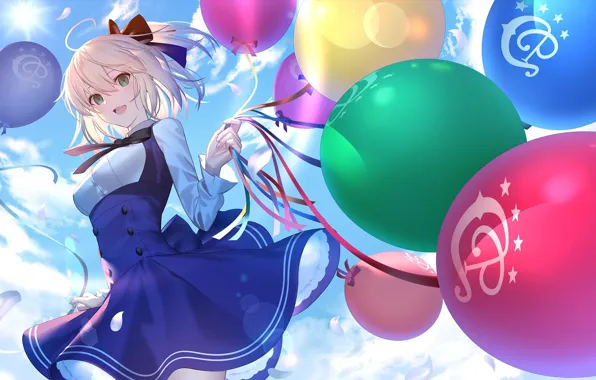 Picture girl, balloons, Artoria, the saber, Fate / Stay Night, Fate stay Night