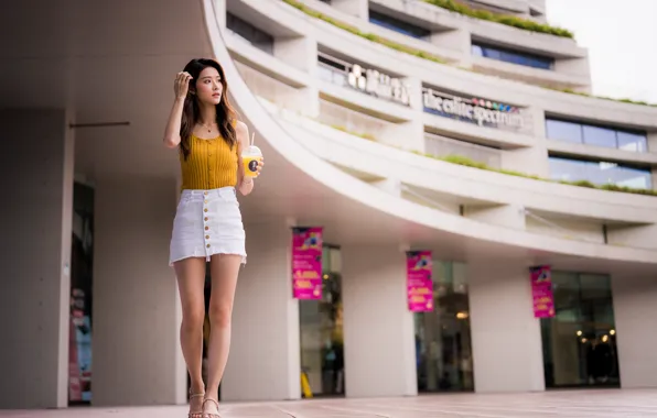 Picture girl, sweetheart, skirt, slim, legs, Asian, minianka