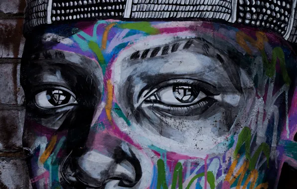 Picture graffiti, eyes, art, painting, street art
