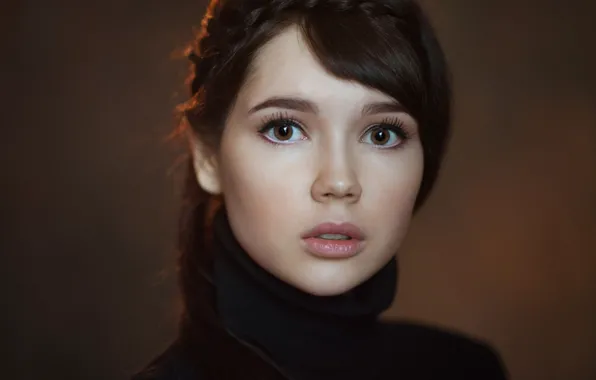 Picture face, portrait, brown hair, beautiful girl, brown eyes, Ekaterina Ermakova