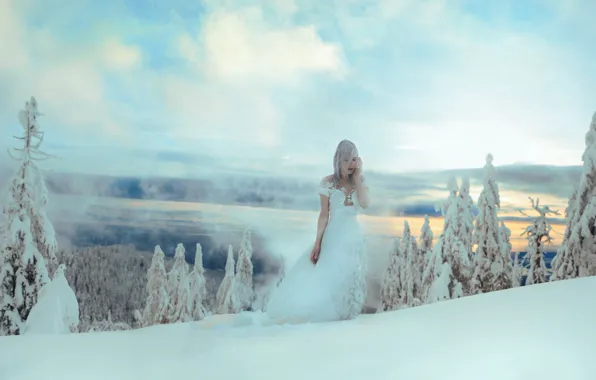 Picture winter, girl, snow, dress, Kindra Nikole