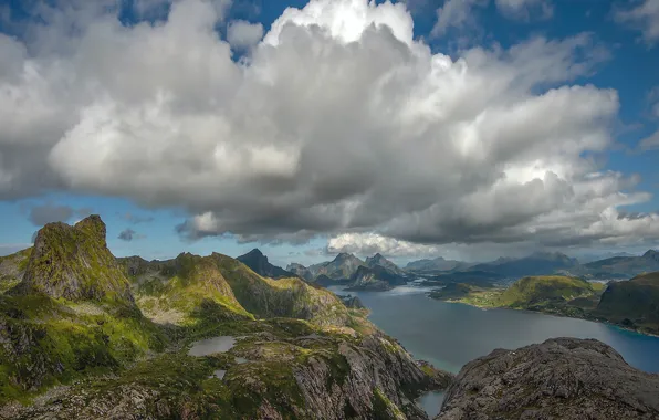 Picture sea, clouds, mountains, beauty, sea, mountains, clouds, beauty, fjords, fjords, Stein Egil Liland