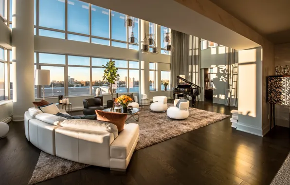 Picture interior, piano, penthouse, living room
