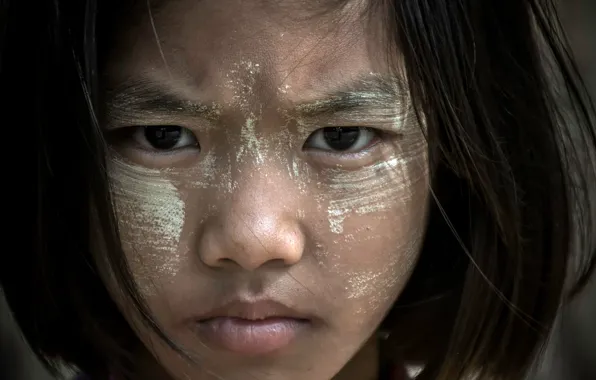 Picture portrait, girl, Myanmar