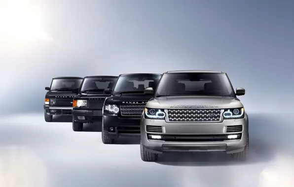 Picture Land Rover, Range Rover, Black, Cars, Land Rover, Metalik, Front, History, Четыре поколения