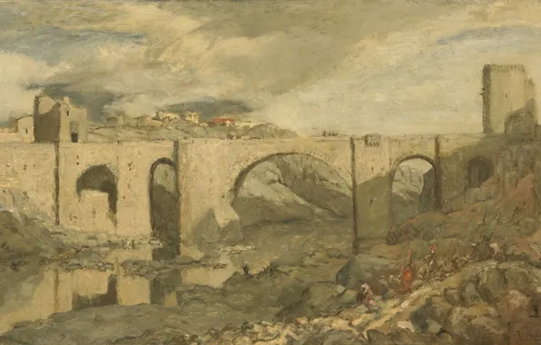 Picture landscape, oil, picture, 1903, Marius Alexander Jacques Bauer, Marius Bauer, Bridge in Toledo