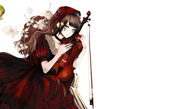 Picture girl, violin, bow, by izza chan